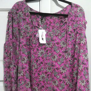 NWT Jessica Simpson 3x NWT Floral Pink Gray Blouse
